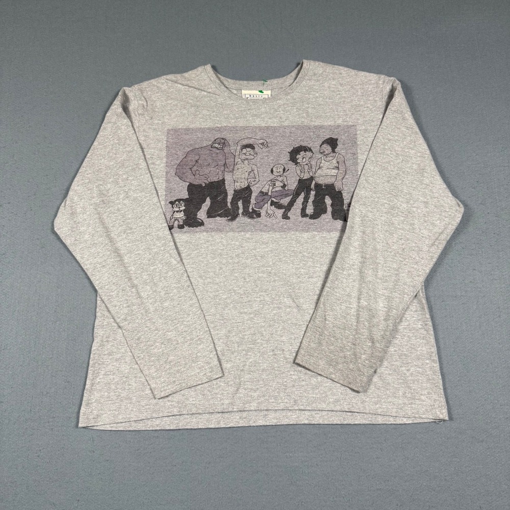 Basic Editions Popeye Betty Boop Graphic T-Shirt Mens Medium Gray Long Sleeve M